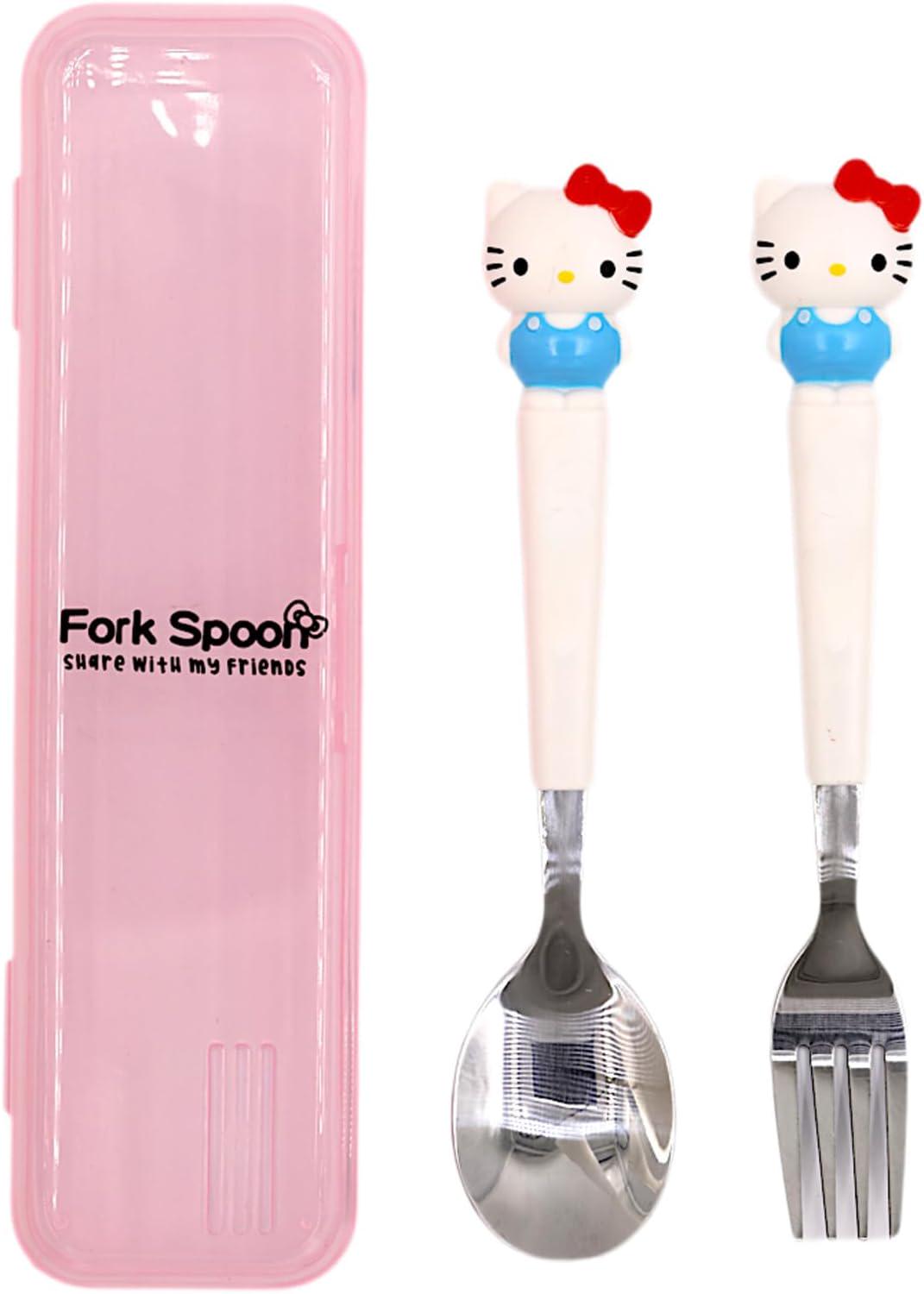 Столовые приборы детские ложка и вилка Hello Kitty из нержавеющей стали