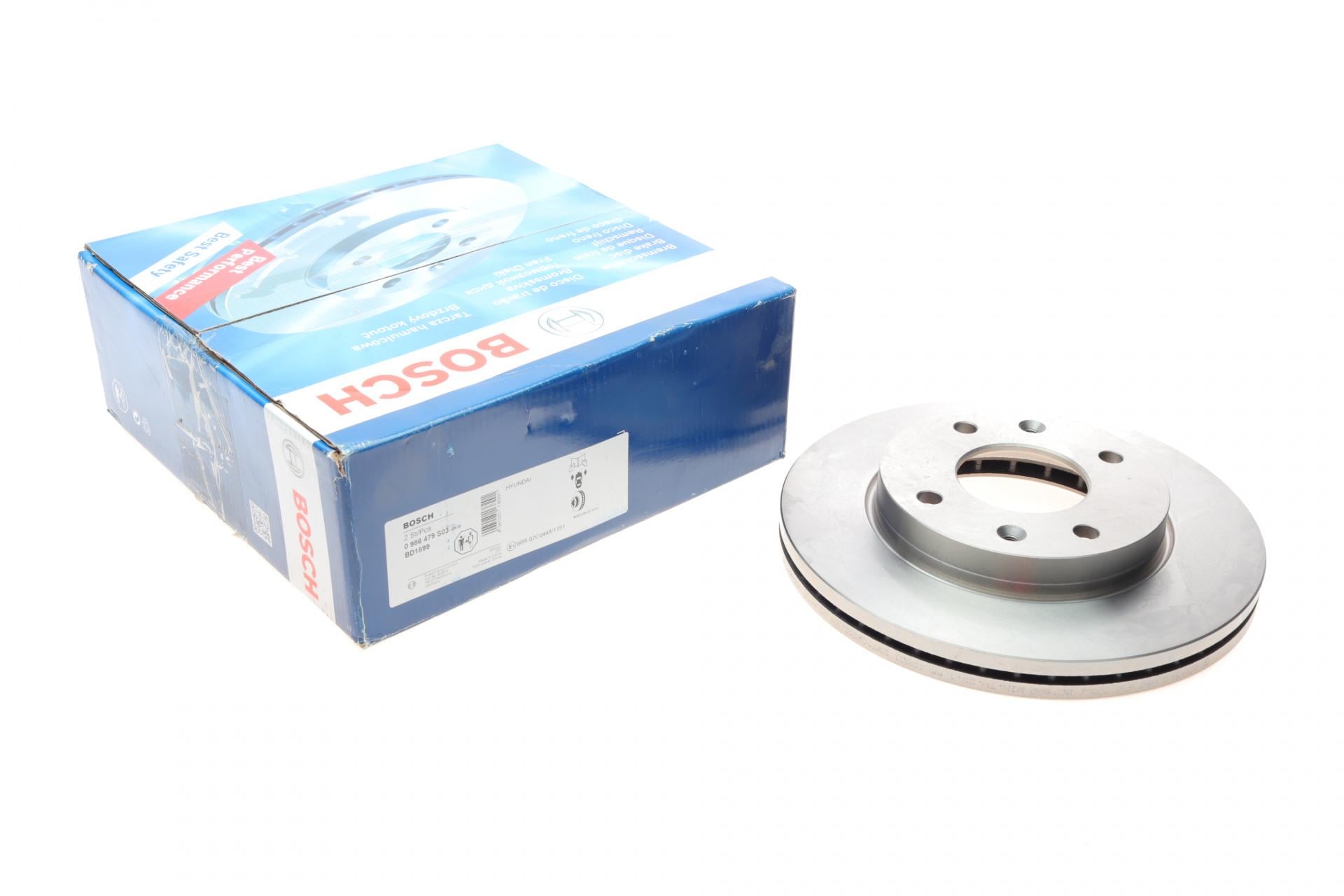 Тормозной диск передний BOSCH для Hyundai Elantra 00-06 257x24 мм (0 986 479 S03)