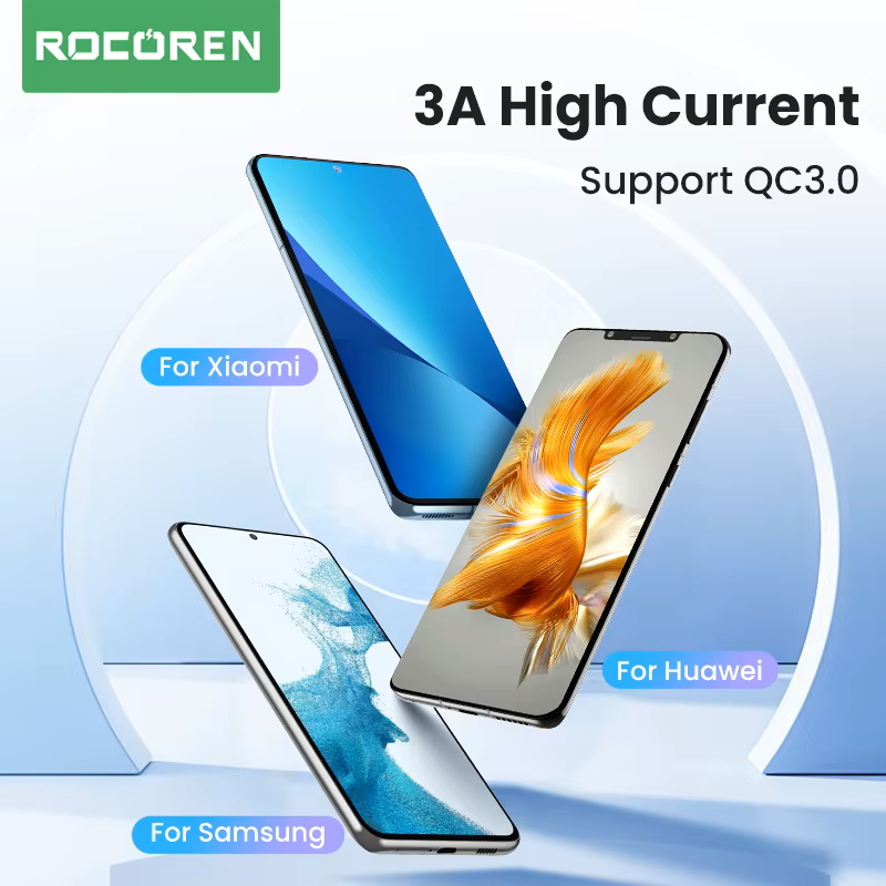 Кабель Rocoren 3A USB A-Type C 1 м Серый (RCPBAT-RT0G) - фото 8
