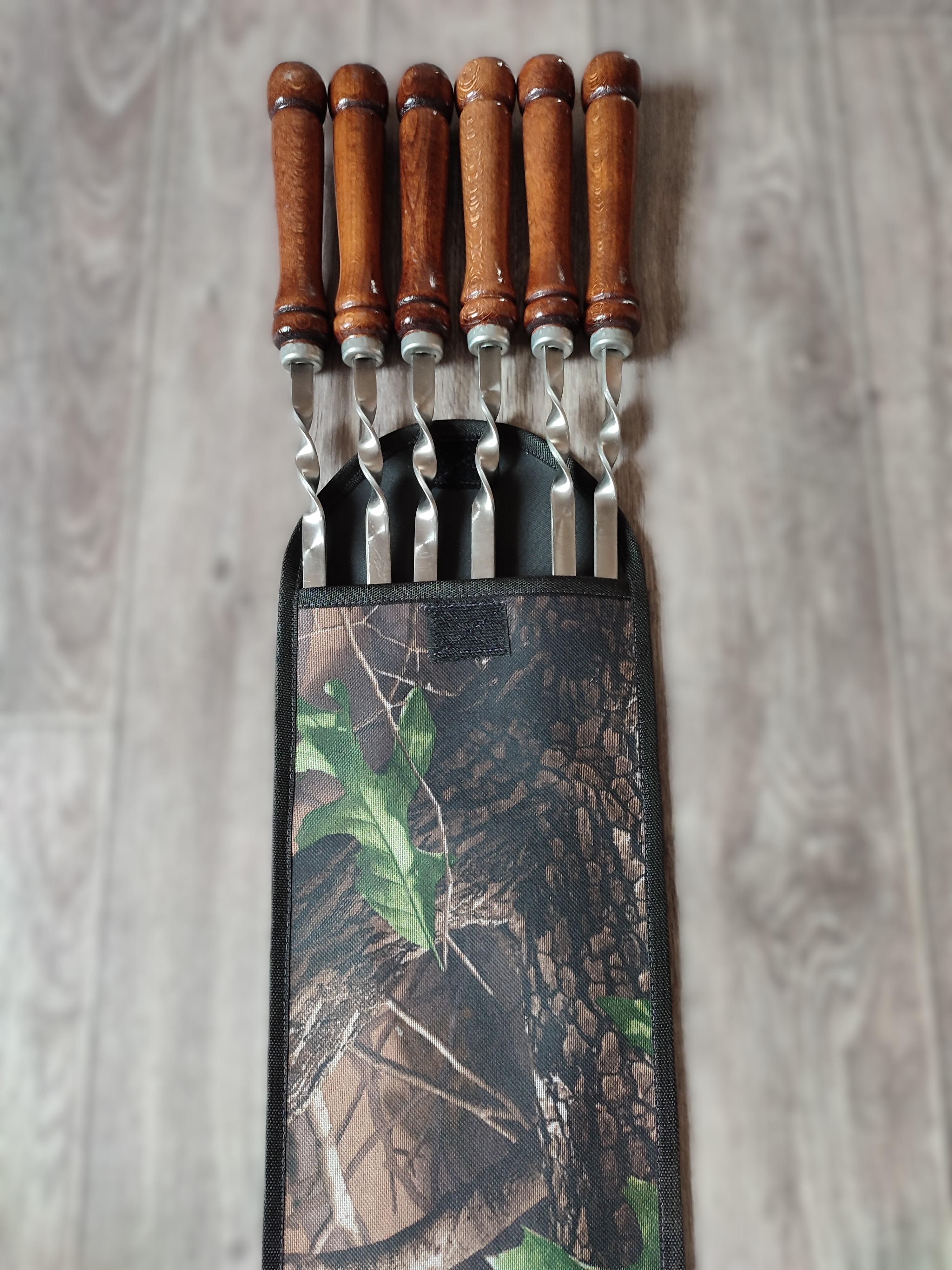 Набор шампуров с чехлом 6шт. 620х3х12 мм (7105) - фото 2 Набор шампуров с чехлом 6шт. 620х3х12 мм (7105) - фото 2