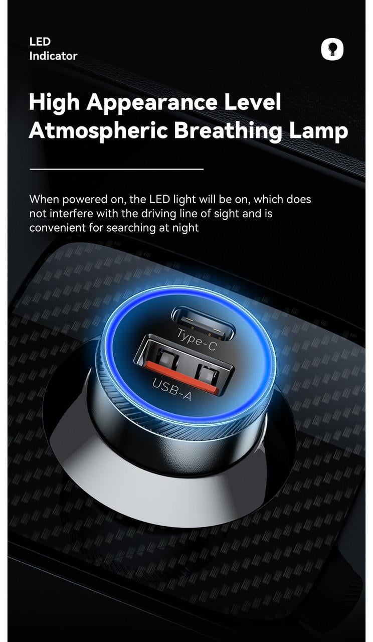 Зарядний пристрій автомобільний Essager Type-c 36w/USB qc 3.0 18w Metall 54W (25397275) - фото 5