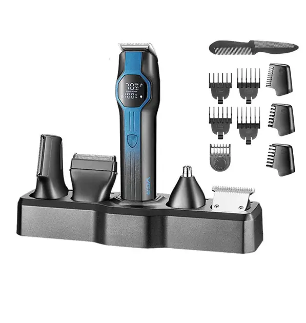 Машинка VGR V-173 13в1 акумуляторна для стрижки волосся/бороди/носа/вух LED-дисплей (ML-04850)