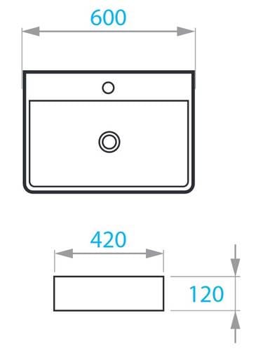 Умывальник на столешницу Koller Pool Kvadro 60х42 см Белый (KR-0600M-WB) - фото 5