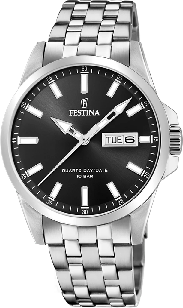 Наручные часы мужские Festina F20357/4 Classics со стальным корпусом WR 100 м и черным циферблатом