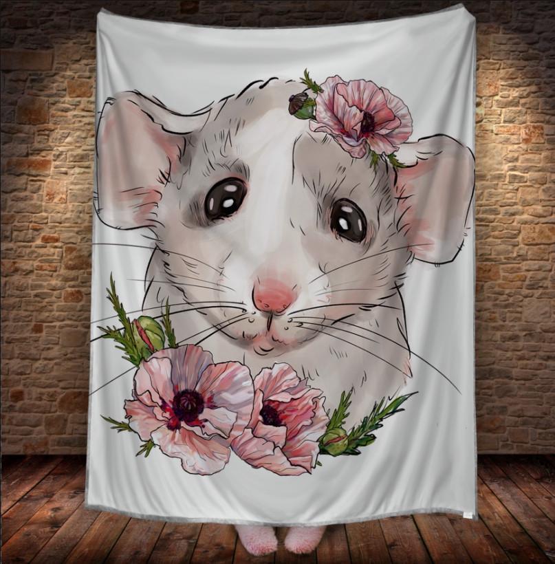 Плед с 3D принтом Мышонок с цветами 150x200 см (epi_1737)