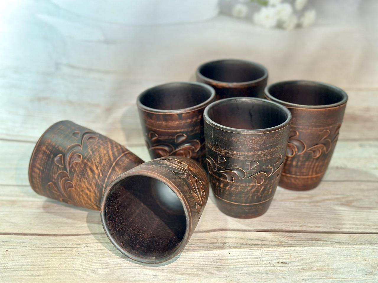 Набір склянок глиняних з декором 6 шт. 300 мл (2700352222) - фото 2