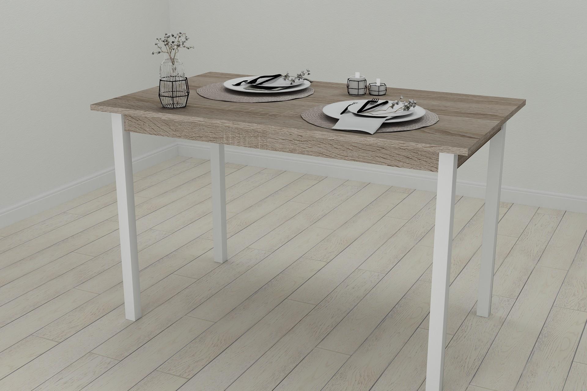 Обеденный стол Ferrum-decor Марио ДСП 16 мм 75x120x80 см Белый/Сонома Трюфель (FRD-106333)