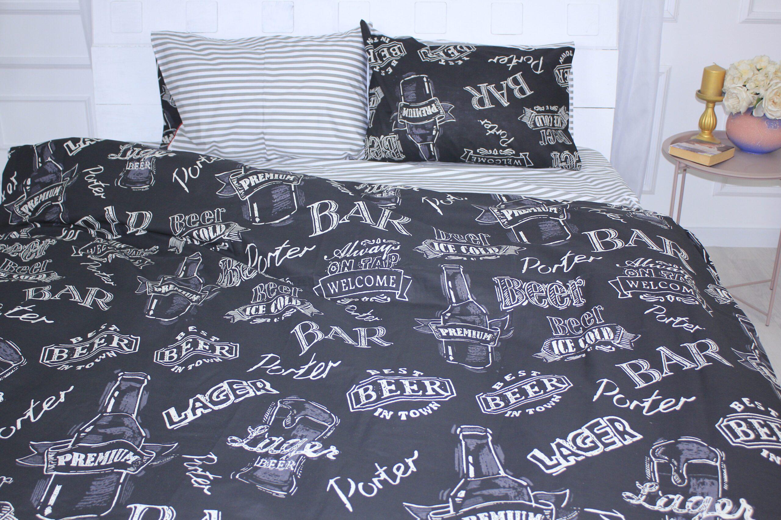 Комплект постельного белья MirSon 17-0510 Beer Bar blac детский бязь 110х140 см (2200003630671)