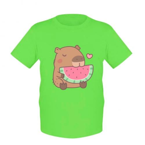 Футболка детская Capybara and Watermelon 128 см Зеленый (12979779-45-182940-S)