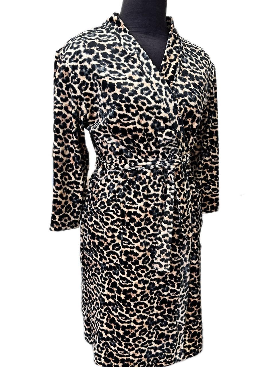 Халат женский домашний велюровый M Леопардовый (П4К-al-hal-tg-006)