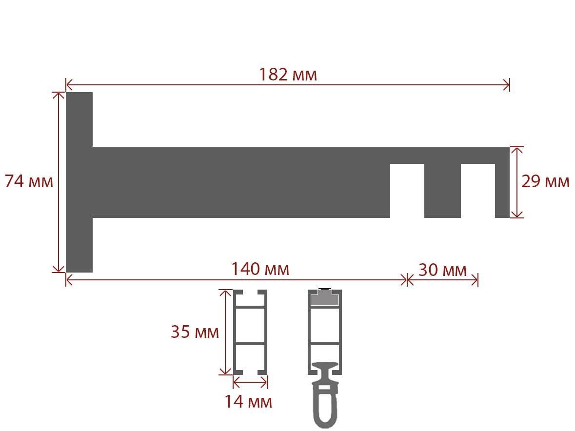 Карниз Quadrum Square line двойная заглушка кронштейн 14-17 см 190 см Белый - фото 2