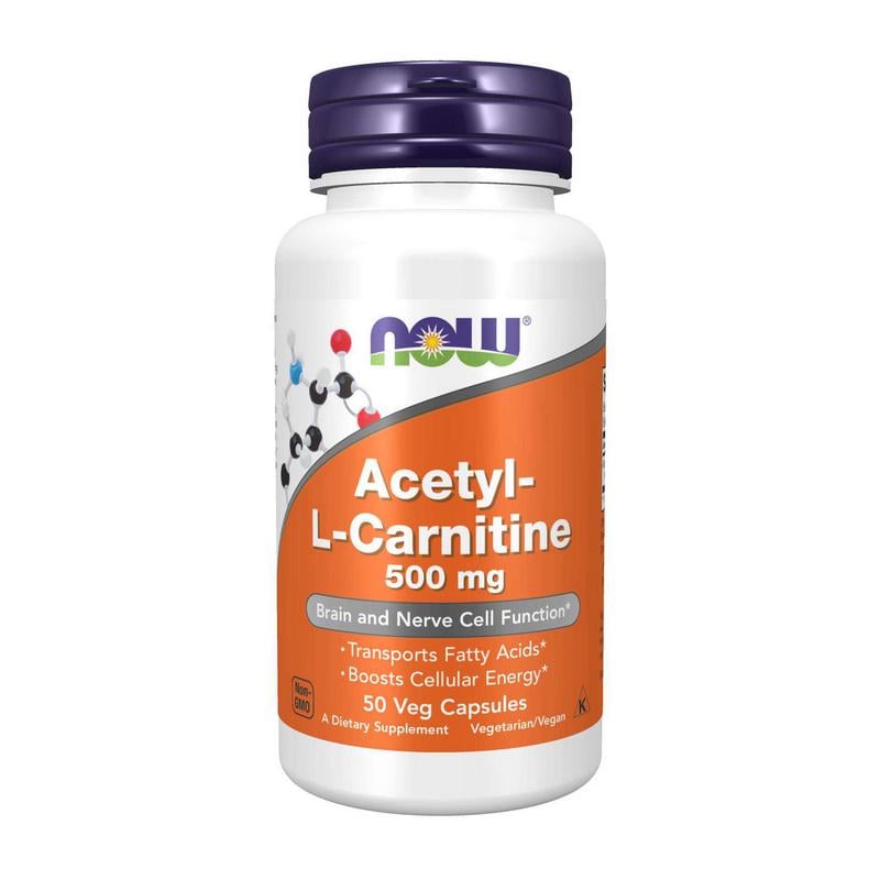 Жиросжиг L-карнитин NOW Acetyl-L-Carnitine 500 mg 50 вег. капс.