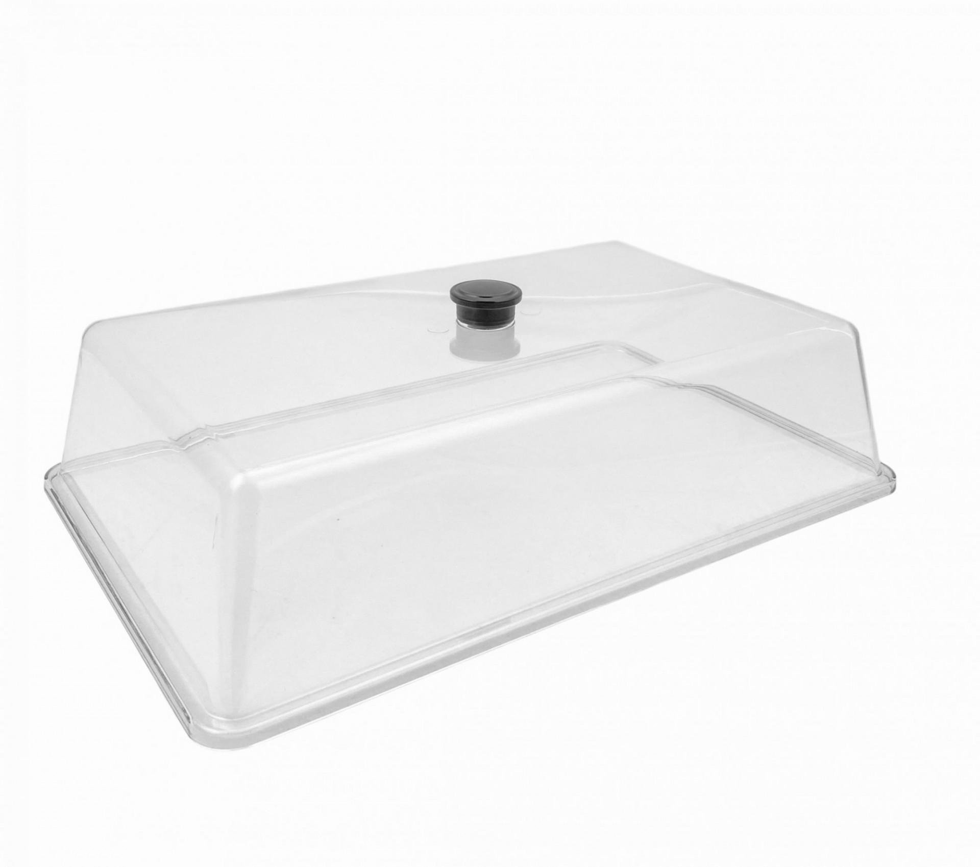 Крышка-колпак для блюд из поликарбоната прозрачная с ручкой 42х27х10 см