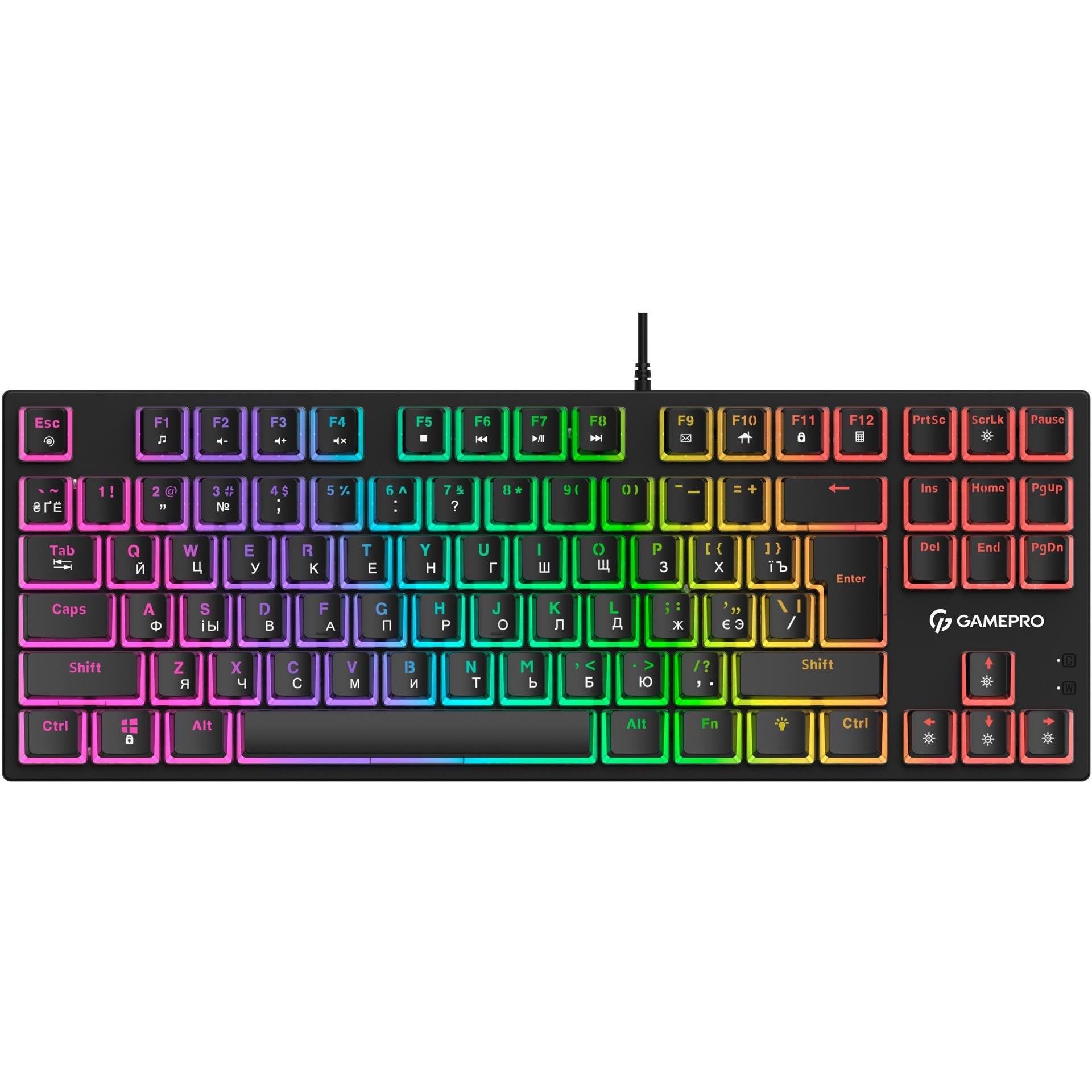 Клавіатура GamePro MK80R Red Switch TKL RGB USB-A Black (26450103)