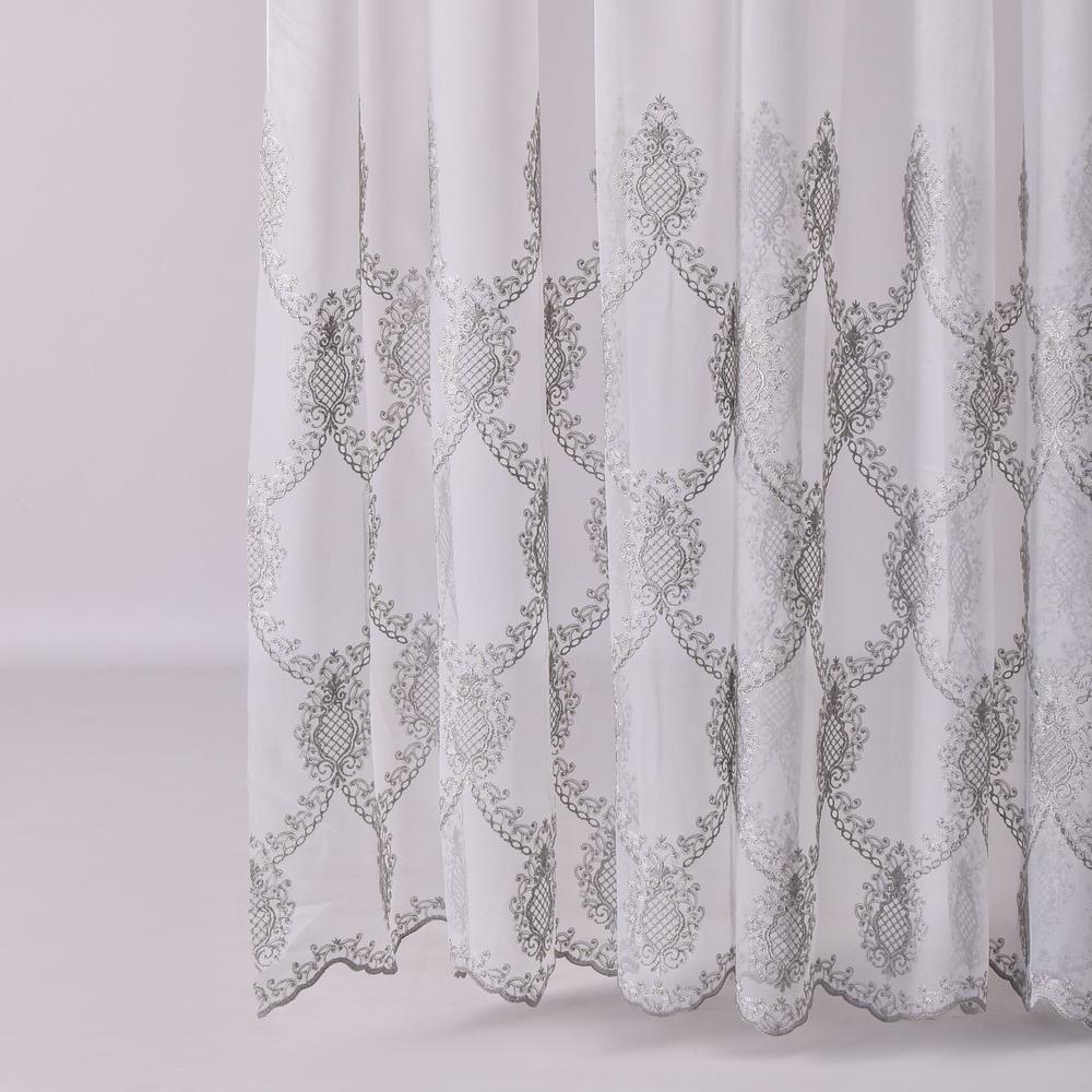 Тканина тюль бамбук з вишивкою Lador V-5 59 гр/м2 300 см Срібло (26594)