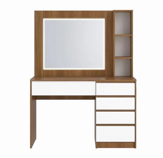 Туалетный столик New and Classic с LED подсветкой 1600x1000x380 мм Дуб Родос темный/Белый - фото 2 Туалетный столик New and Classic с LED подсветкой 1600x1000x380 мм Дуб Родос темный/Белый - фото 2