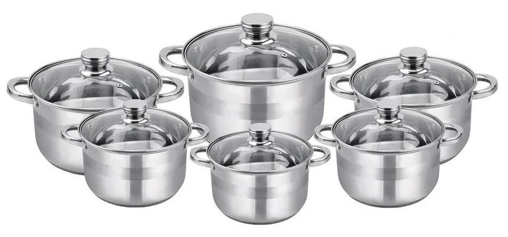 Набор посуды Edenberg из нержавеющей стали 12 предметов с крышками (EB-3731) - фото 1 Набор посуды Edenberg из нержавеющей стали 12 предметов с крышками (EB-3731) - фото 1