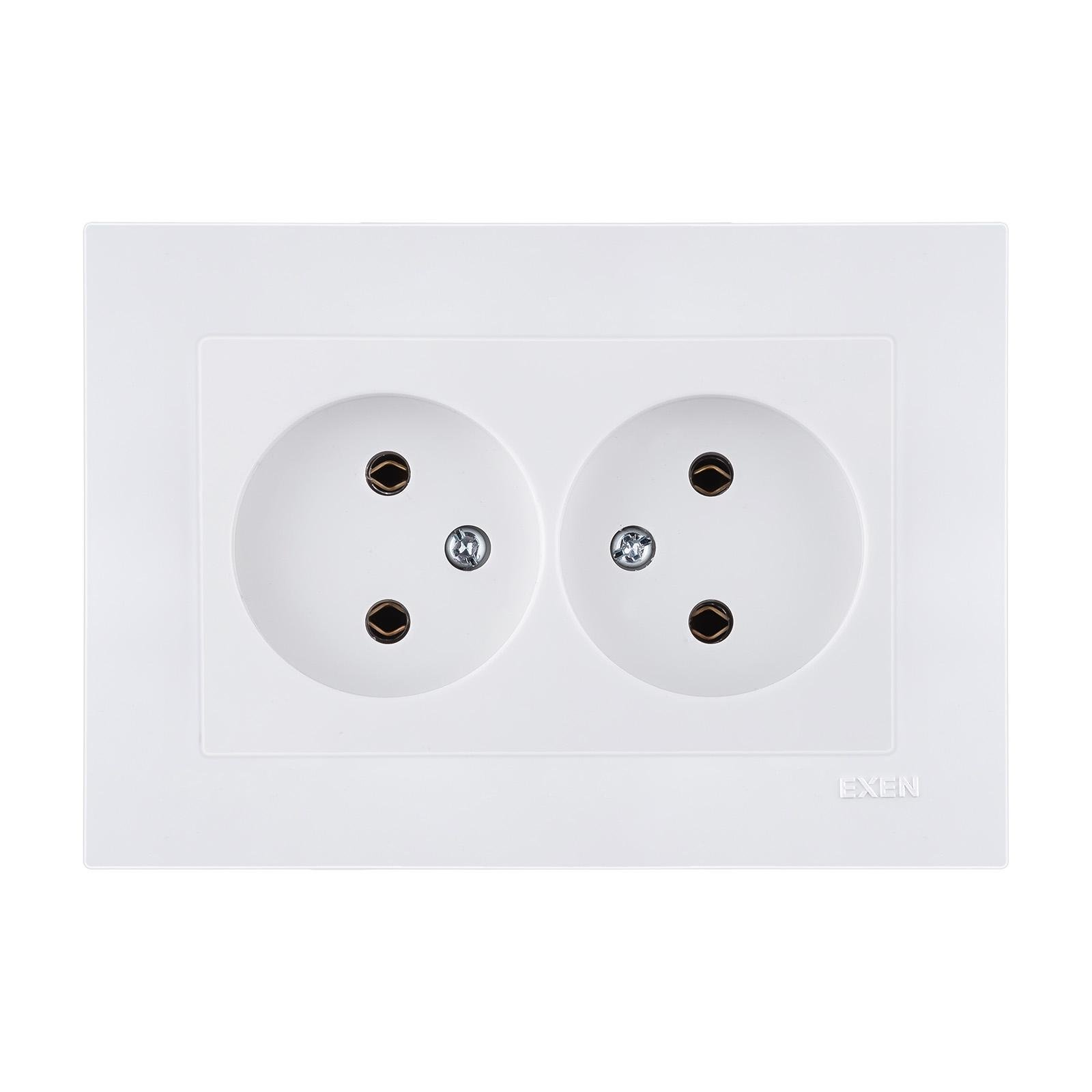 Розетка двойная врезная EXEN Karell Белый
