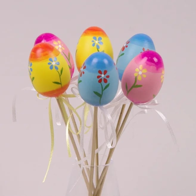 Декорация пасхальная на пике Flora Писанка микс 6 шт. (44003)