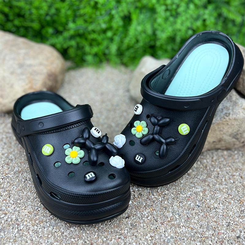 Крокси жіночі Е-0010119-2 з джибітсами на платформі p. 41 26,5 см Чорний (81703802)