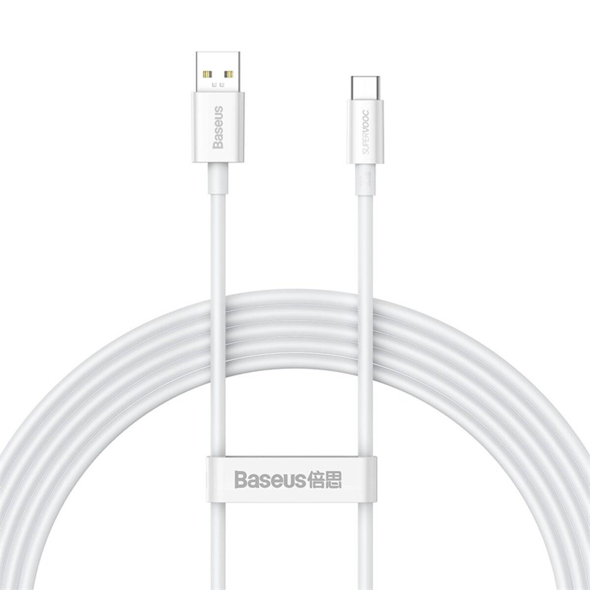 Кабель BASEUS Superior Series SUPERVOOC Fast Charging Data Cable USB to Type-C 65W 2 м White (CAYS001002)