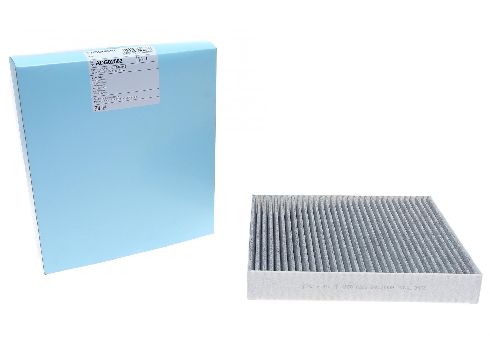 Фильтр салона BLUE PRINT для Chevrolet Aveo T300 11-/Opel Astra J 09-15 угольный (ADG02562)