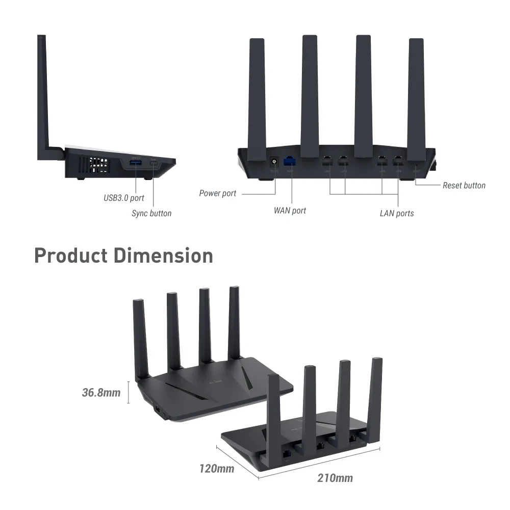 Роутер гигабитный WiFi 6 GL-iNet Flint GL-AX1800 - фото 3