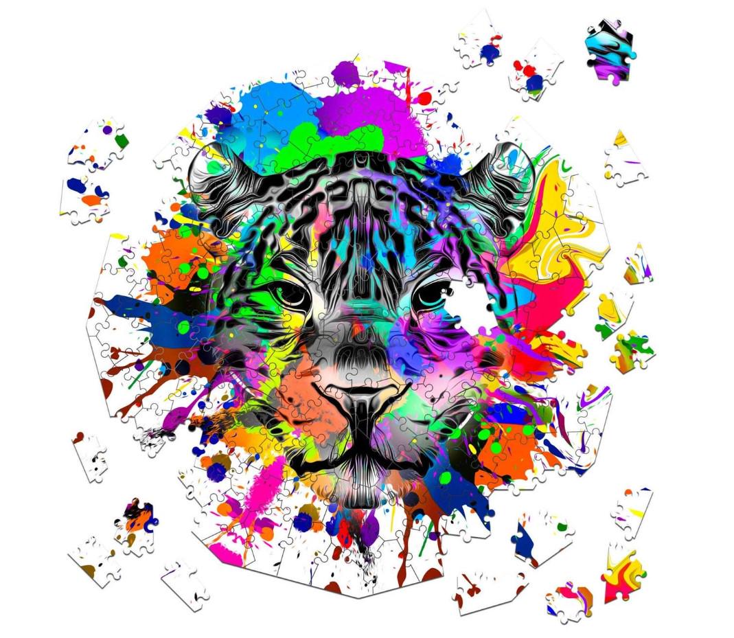 Пазл деревянный фигурный TheGravix Серия Графити Животные Леопард 366 деталей