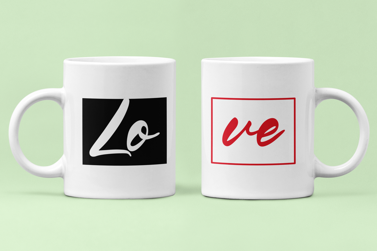 Чашки парні Love "Lo Ve" для закоханих 330 мл Білий (ВЛ23Ч)