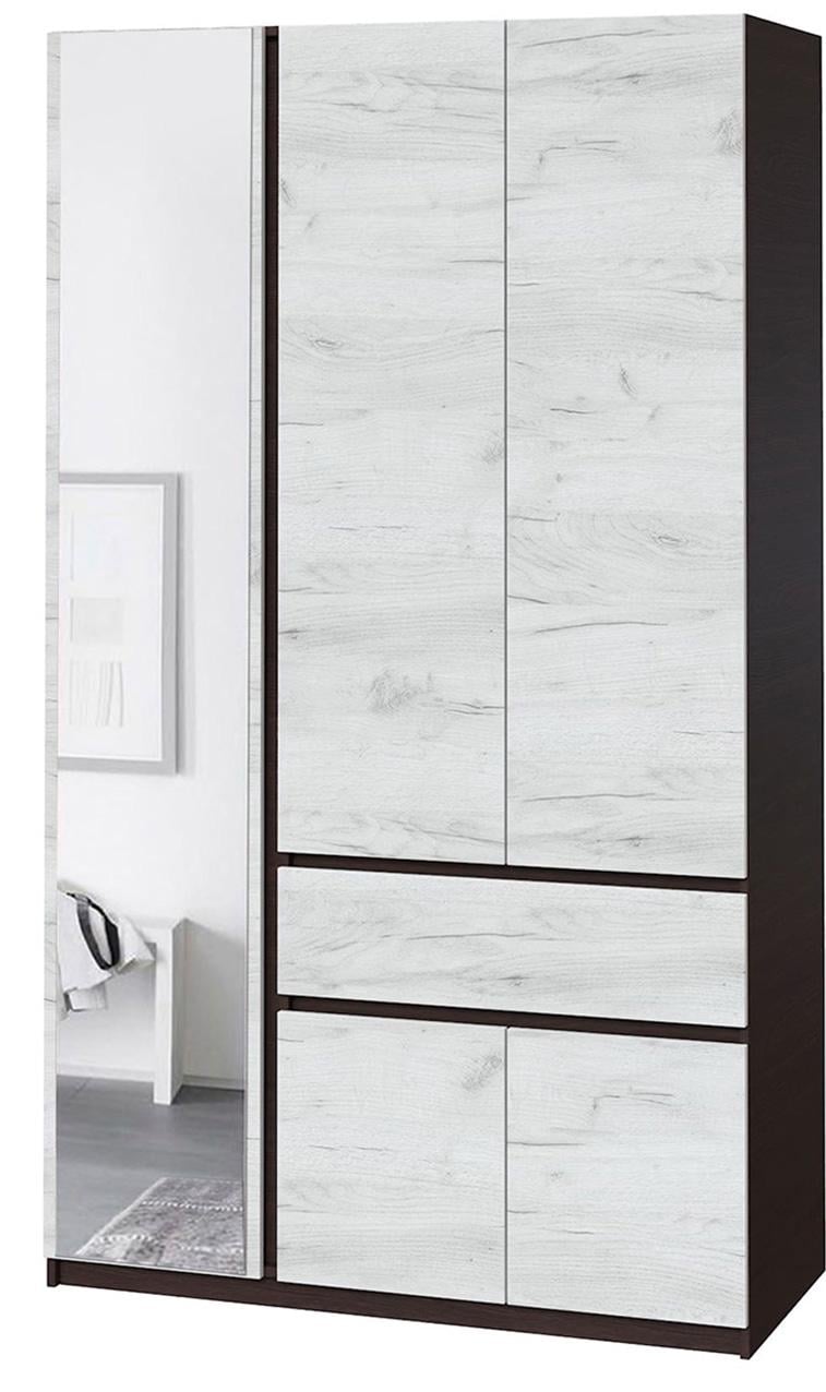 Шкаф для одежды без ручек с полками и ящиком из ЛДСП 1221х2000х520 мм Магия/Дуб крафт белый (20483) - фото 1 Шкаф для одежды без ручек с полками и ящиком из ЛДСП 1221х2000х520 мм Магия/Дуб крафт белый (20483) - фото 1