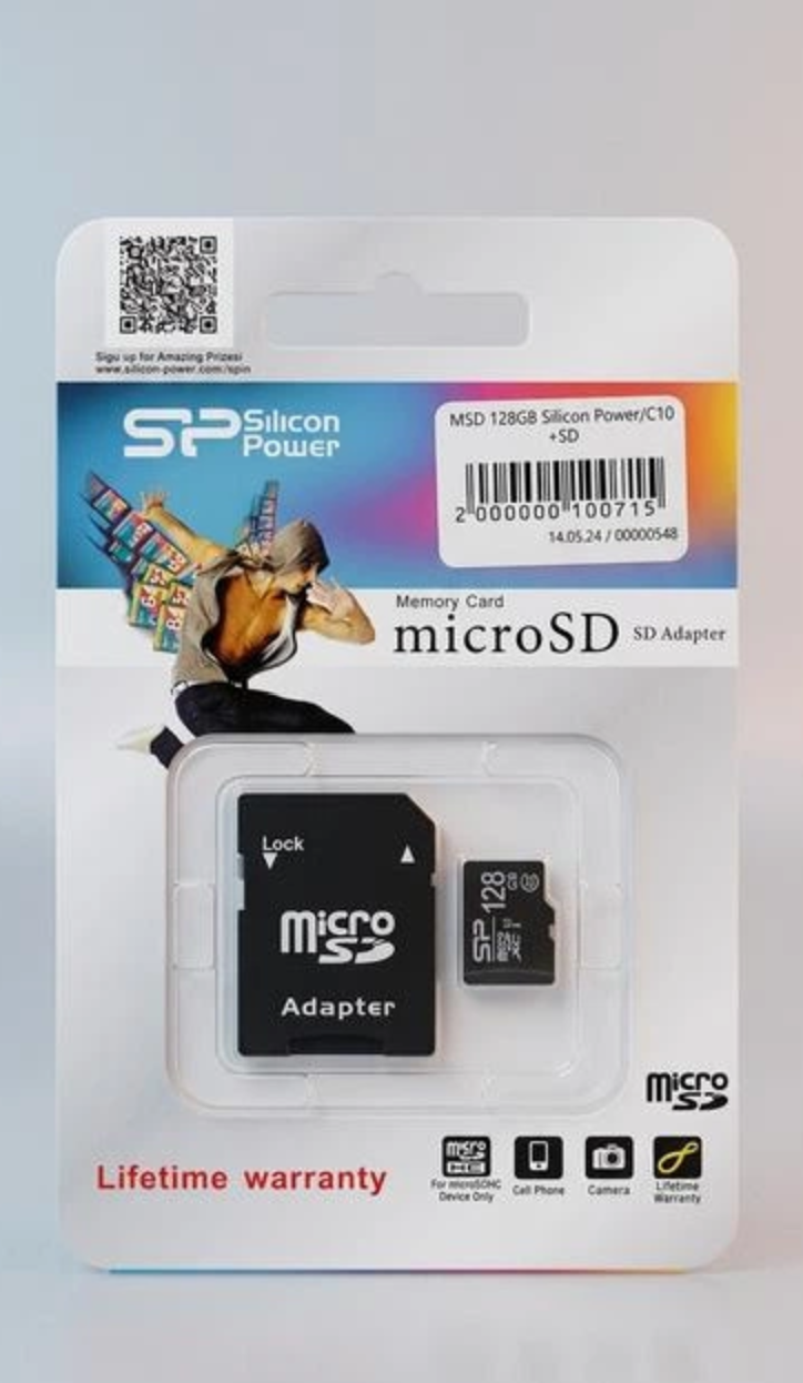 Карта памяти Silicon Power Elite microSDXC 128 ГБ Class 10 UHS-I A1 U1 V10 до 100 МБ/с с SD-адаптером