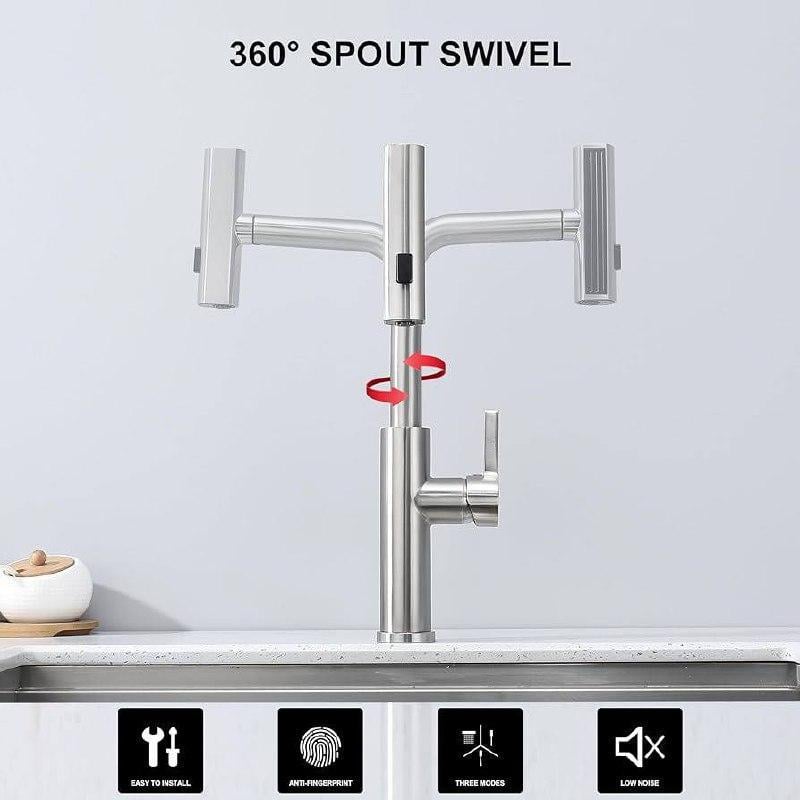 Смеситель для умывальника Epelli Multimodale satino с вытяжной воронкой (2226689005) - фото 8