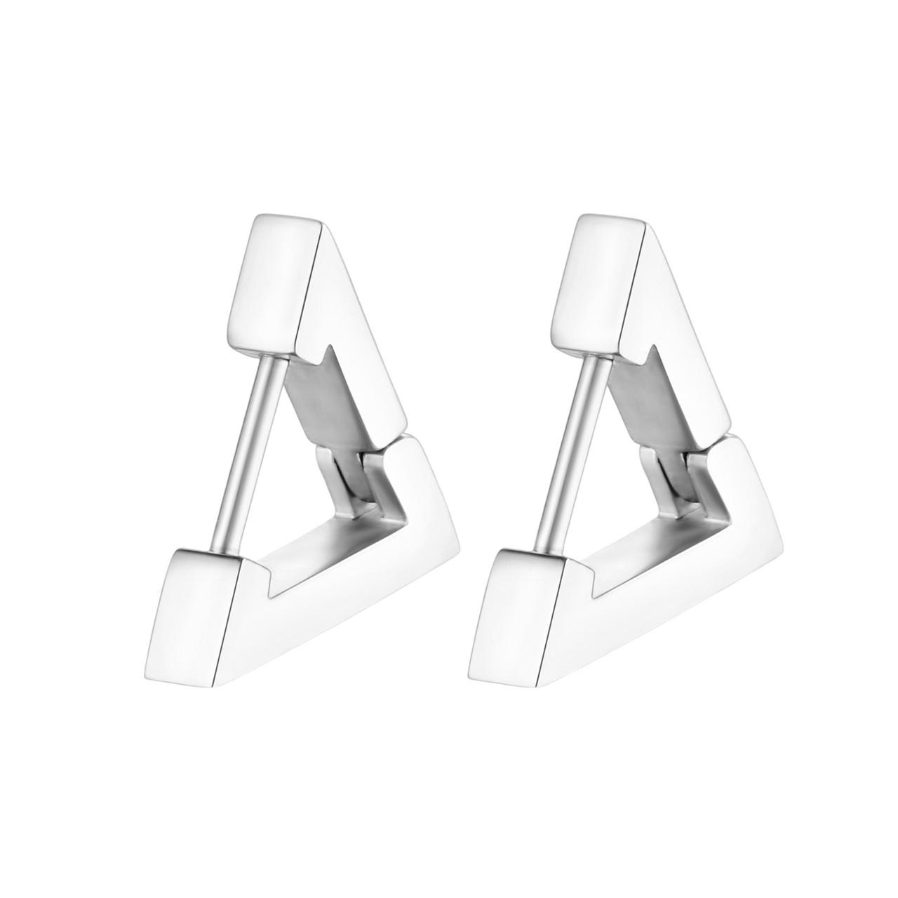 Серьги Конго Triangle нержавеющая сталь 14х15х3 мм 1 пара Платиновый (ФН1430с01)