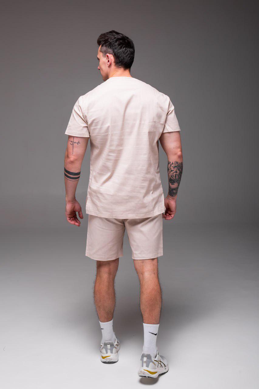 Прогулочный костюм мужской льняной летний классика M Бежевый (2402/1/2) - фото 2 Прогулочный костюм мужской льняной летний классика M Бежевый (2402/1/2) - фото 2