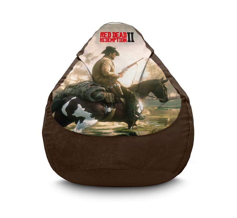 Крісло мішок iPuff RDR 2 Arthur Morgan and horse Флок XXL 90х125 см Коричневий