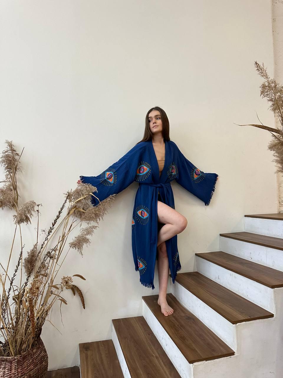 Халат-кимоно женский one size Синий