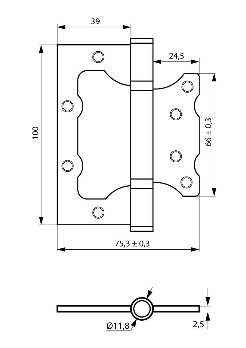 Петля дверна Siba універсальна накладна 100 мм Хром матовий (2BB 4"х3"х2,5mm FHP MSC) - фото 3 Петля дверна Siba універсальна накладна 100 мм Хром матовий (2BB 4"х3"х2,5mm FHP MSC) - фото 3