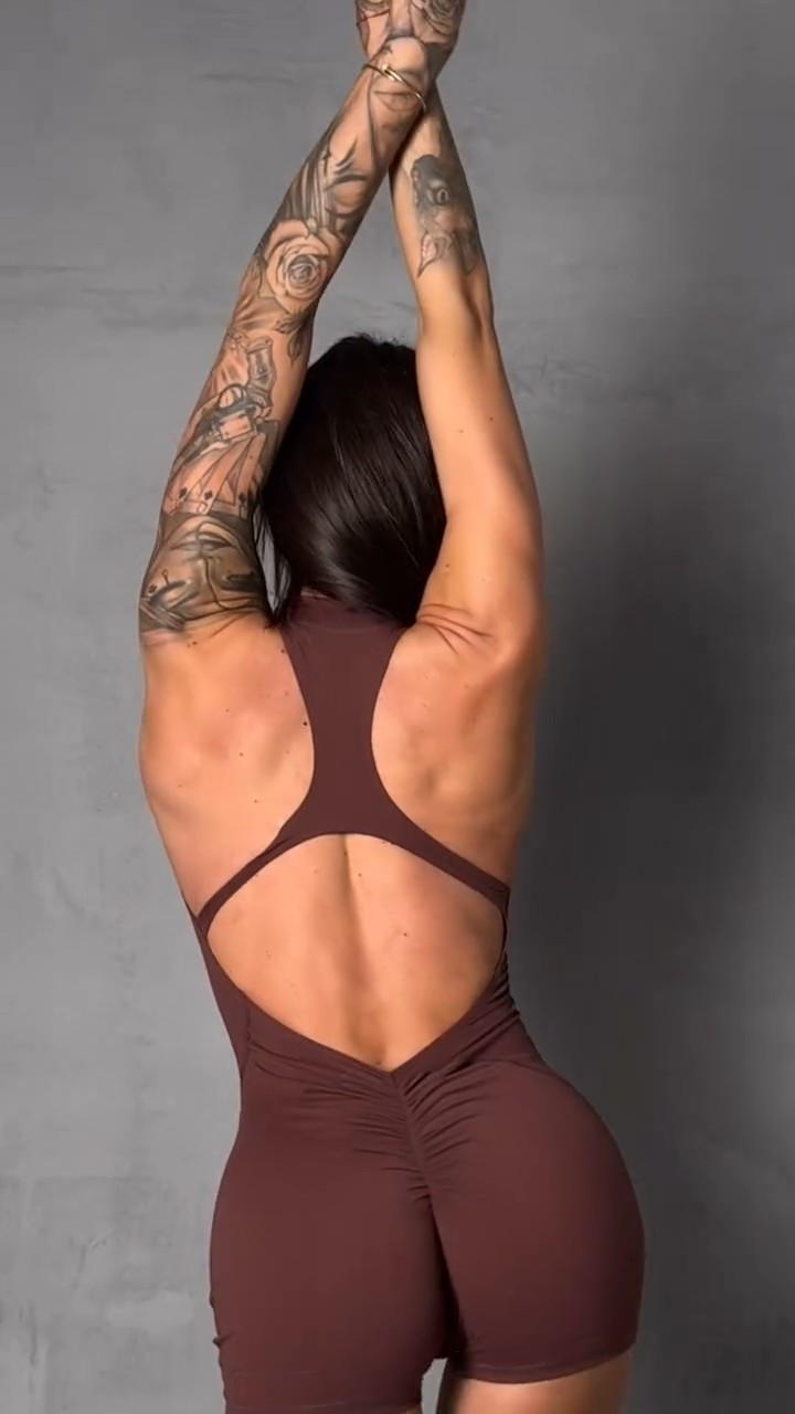 Комбінезон спортивний короткий з чашками та пуш-ап XL Шоколадний (WSH08XL) - фото 7