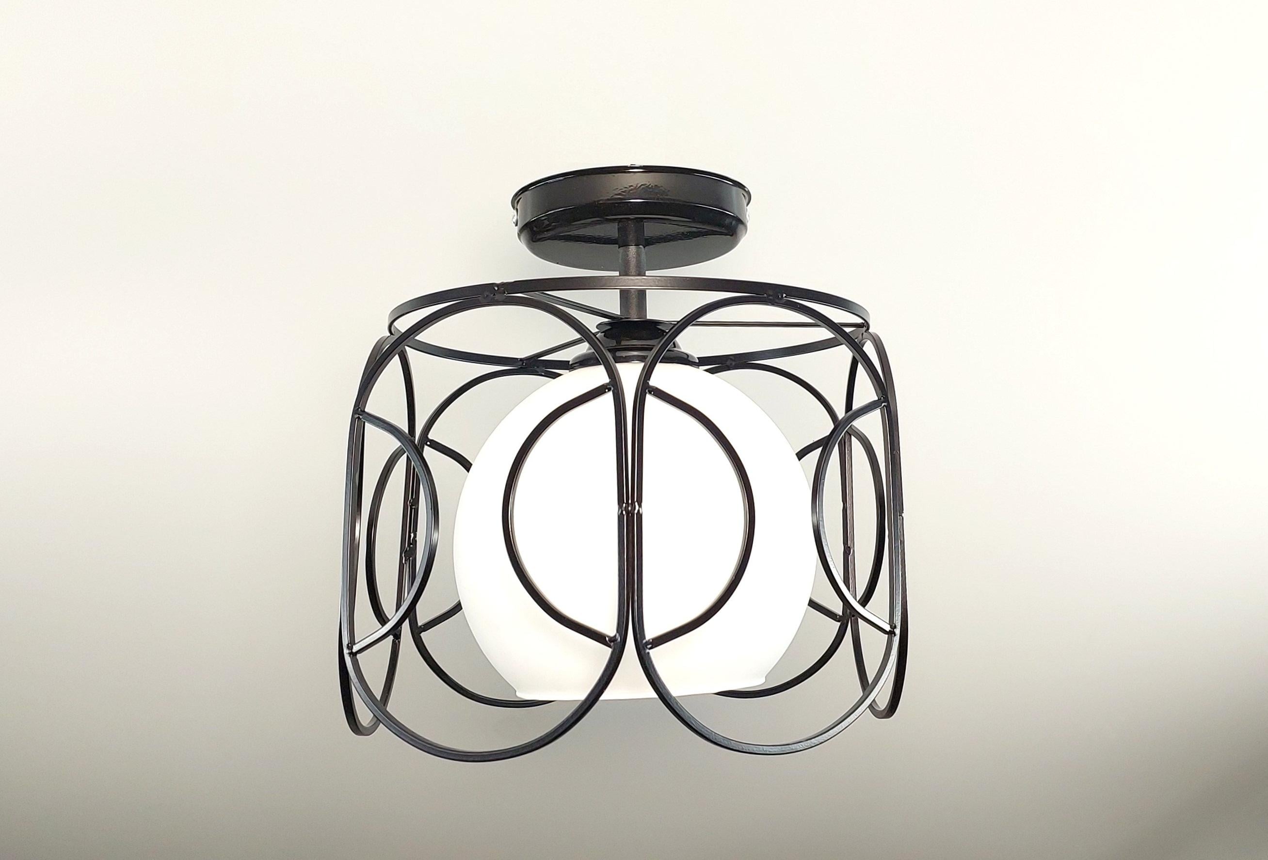 Люстра на одну лампу подвесная металлическая Черный (3883C)