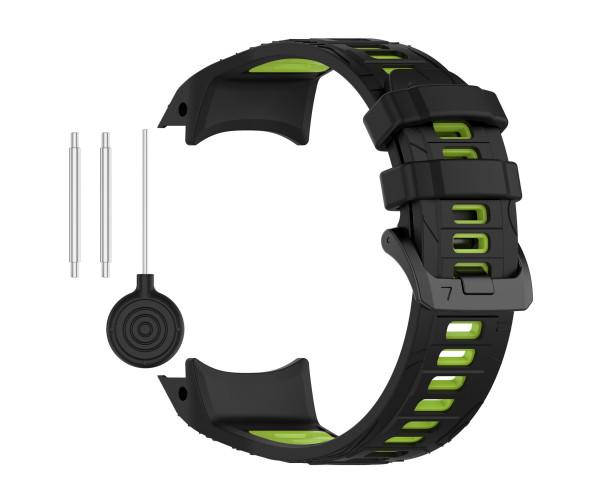 Ремешок Sport Silicone Dual Color для Garmin Forerunner 570 47 мм со шпилькой 22 мм Черно-салатовый