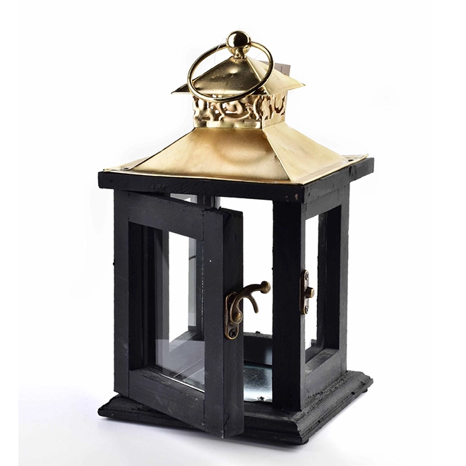 Подсвечник-фонарь деревянный Levi Gold HTO2024 (35261) - фото 2