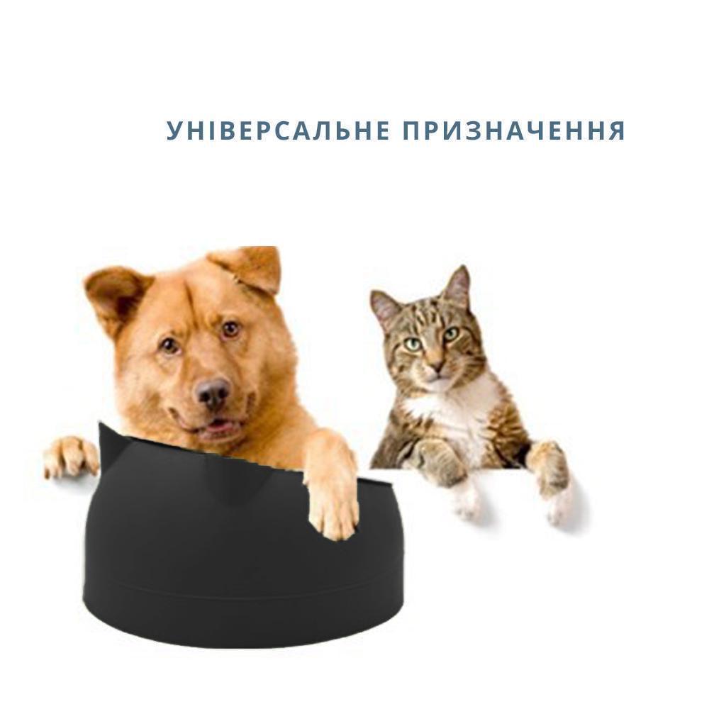 Миска кормушка для котов и собак на подставке 200 мл Черный (15152018) - фото 3