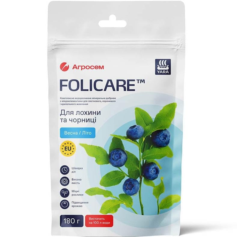 Удобрение минеральное Yara Folicare для черники и голубики весна/лето 180 г (37163398)