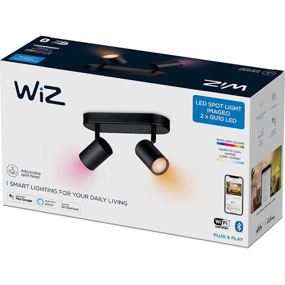 Умный светильник WiZ IMAGEO Spots накладной 2х5W 2200-6500K RGB Wi-Fi Черный (929002659101) - фото 2