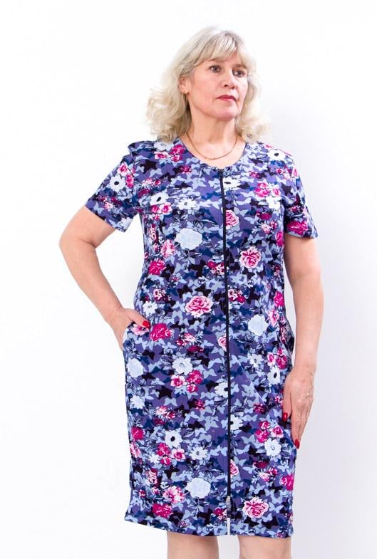 Халат женский Носи свое Цветы р. 56 Синий (p-9558-101245)