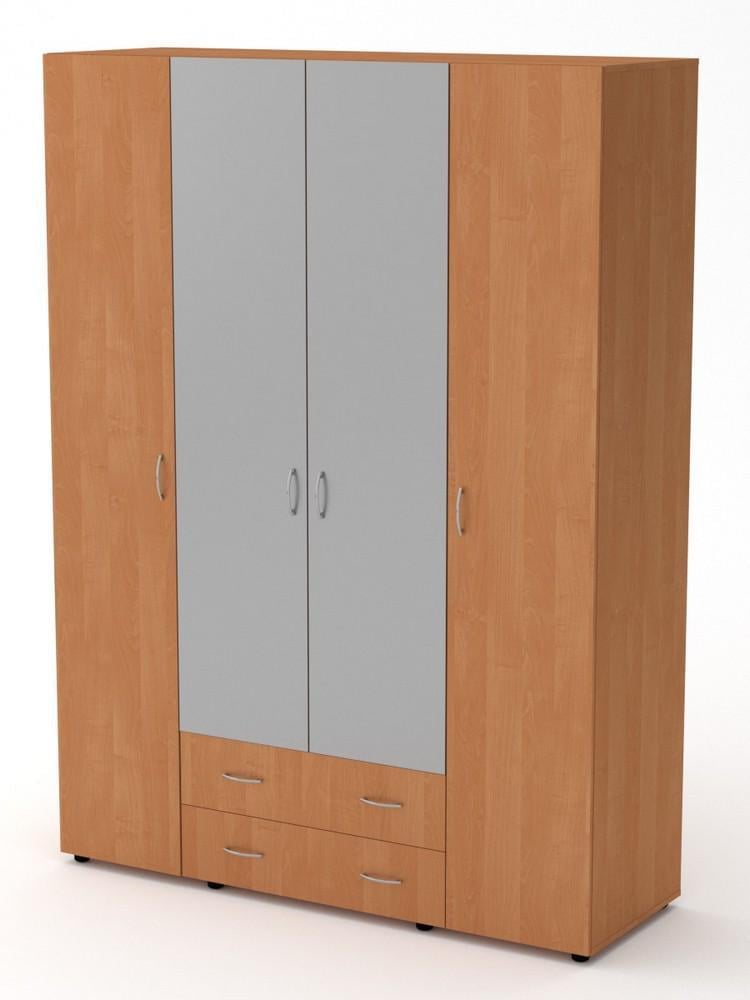 Шкаф для одежды с зеркалами Компанит Шкаф-7 Ольха
