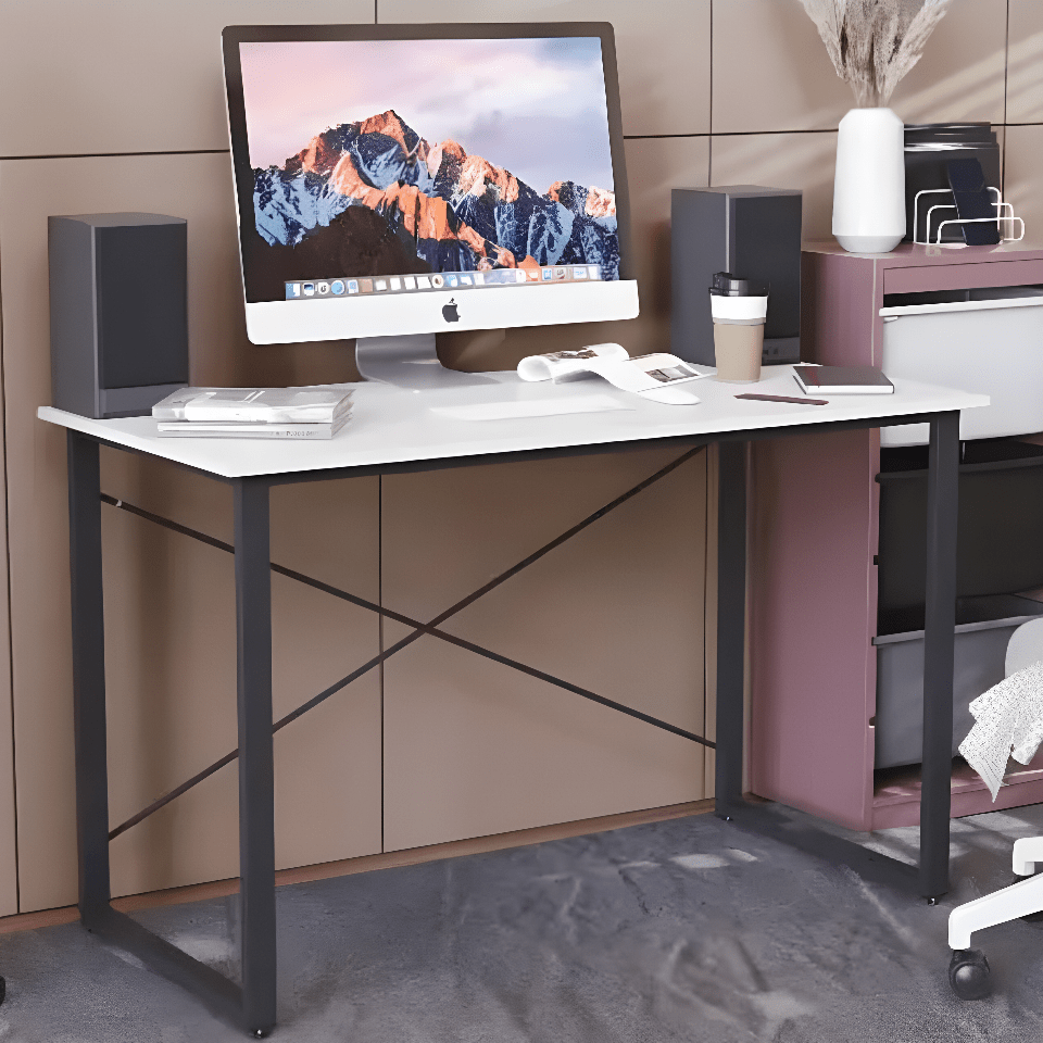 Стол компьютерный Ferrum-decor Дейв ДСП 16 мм 75x140x60 см Черный/Белый (FRD-101983)