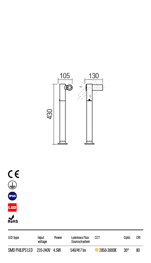 Світильник ландшафтний Redo Oblik St LED Smd 4,5 W Ip65 Dg 3000K 5.1.2 (9579) - фото 3