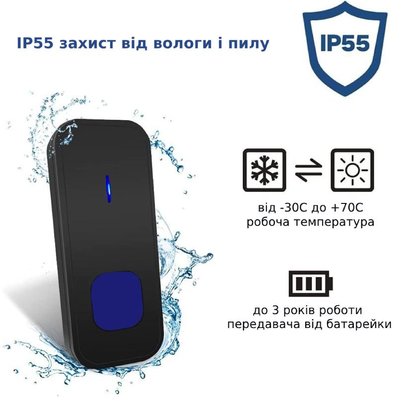 Дзвінок дверний бездротовий Doorbell N9 55 мелодій 5 рівнів гучності IP55 Чорний (3309547) - фото 3