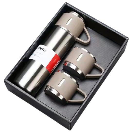 Термос Flask с крышкой-чашкой и двумя чашками 500 мл Бежевый (407075)